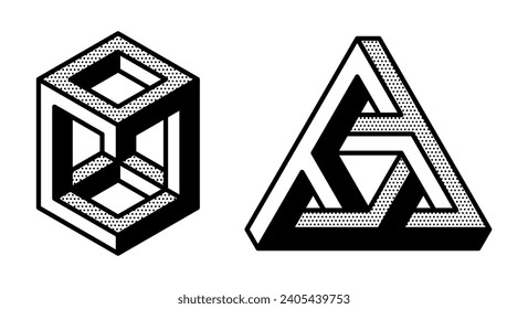 Abstract fascinating shapes isolated on white background. Geometric designs. Vector illustration.