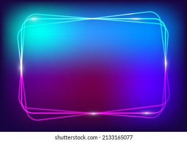 Abstract fashion background, glow lines, neon lights, square banner colorful vector isolated on background.