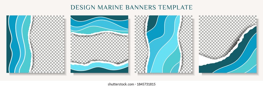 Abstract fashion banner instagram stories post in blog template with wavy sand pattern design and place for photos in travel industry.Creative graphic promo vector illustration for business.Streaming.