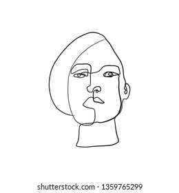 Abstract fashion drawing human face in modern create contemporary style. 
