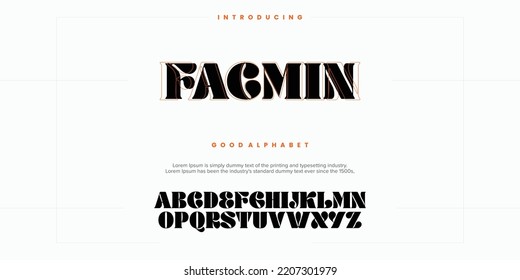 Abstract Fashion font alphabet. Minimal modern urban fonts for logo, brand etc. Typography typeface uppercase lowercase and number. vector illustration