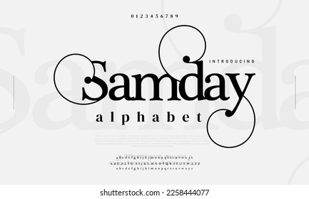 Abstract Fashion font alphabet. Minimal modern urban fonts for logo, brand etc. Typography typeface uppercase lowercase and number. vector illustration