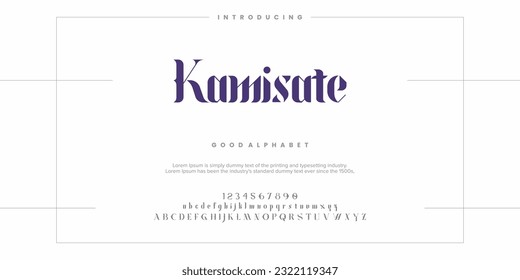 Abstract Fashion font alphabet. Minimal modern urban fonts for logo, brand etc. Typography typeface uppercase lowercase and number. vector illustration