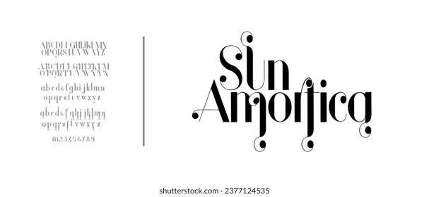 Abstract Fashion font alphabet. Minimal modern urban fonts for logo, brand etc. Typography typeface uppercase lowercase and number. vector illustration