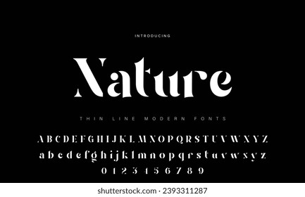 Abstract Fashion font alphabet. Minimal modern urban fonts for logo, brand etc. Typography typeface uppercase lowercase and number. vector illustration