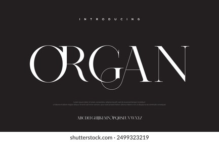 Abstract Fashion font alphabet. Minimal modern urban fonts for logo, brand etc. Typography typeface uppercase lowercase and number vector illustration