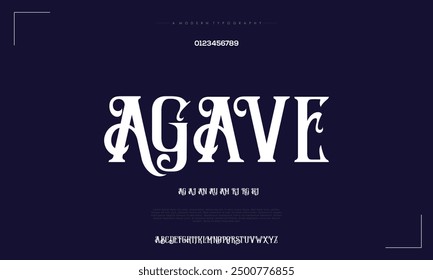 Abstract Fashion font alphabet. Minimal modern urban fonts for logo, brand etc. Typography typeface uppercase lowercase and number vector illustration