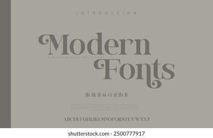 Abstract Fashion font alphabet. Minimal modern urban fonts for logo, brand etc. Typography typeface uppercase lowercase and number vector illustration