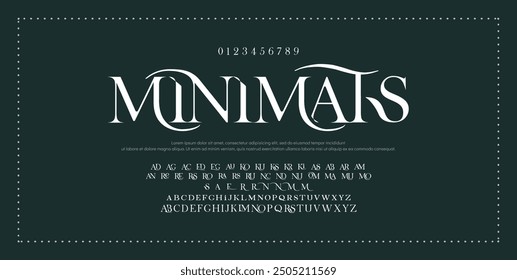 Abstract Fashion font alphabet. Minimal modern urban fonts for logo, brand etc. Typography typeface uppercase lowercase and number. vector illustration