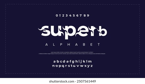 Abstract Fashion font alphabet. Minimal modern urban fonts for logo, brand etc. Typography typeface uppercase lowercase and number vector illustration.