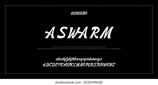 Abstract Fashion font alphabet. Minimal modern urban fonts for logo, brand etc. Typography typeface uppercase lowercase and number vector illustration.