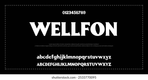 Abstract Fashion font alphabet. Minimal modern urban fonts for logo, brand etc. Typography typeface uppercase lowercase and number vector illustration.