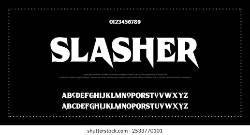 Abstract Fashion font alphabet. Minimal modern urban fonts for logo, brand etc. Typography typeface uppercase lowercase and number vector illustration.