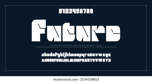 Abstract Fashion font alphabet. Minimal modern urban fonts for logo, brand etc. Typography typeface uppercase lowercase and number vector illustration.