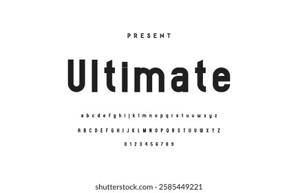 Abstract Fashion font alphabet. Minimal modern urban fonts for logo, brand etc. Typography typeface uppercase lowercase and number vector illustration.