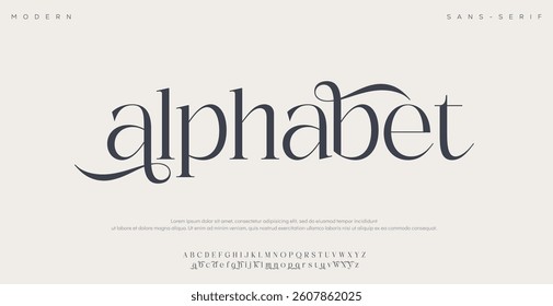 Abstract Fashion font alphabet. Minimal modern urban fonts for logo, brand etc. Typography typeface uppercase lowercase and number. vector illustration