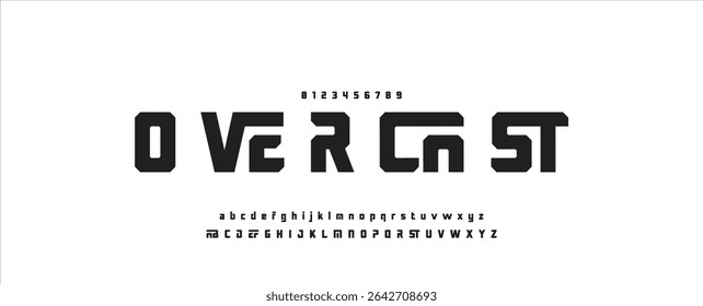 Abstract Fashion font alphabet. Minimal modern urban fonts for logo, brand etc. Typography typeface uppercase lowercase and number vector illustration.