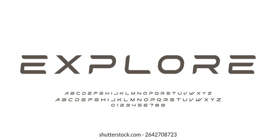 Abstract Fashion font alphabet. Minimal modern urban fonts for logo, brand etc. Typography typeface uppercase lowercase and number vector illustration.