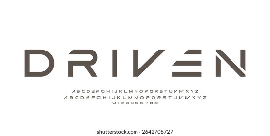 Abstract Fashion font alphabet. Minimal modern urban fonts for logo, brand etc. Typography typeface uppercase lowercase and number vector illustration.