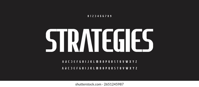 Abstract Fashion font alphabet. Minimal modern urban fonts for logo, brand etc. Typography typeface uppercase lowercase and number vector illustration.