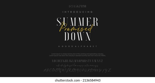 Abstract Fashion font alphabet. Typography typeface uppercase lowercase and number. vector illustrations.