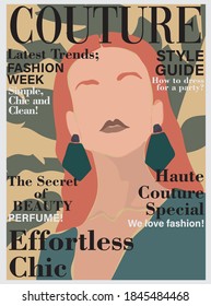 Abstract fashion magazine cover illustration - Graphic girl face vector print for tee / t shirt and poster
