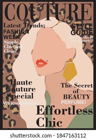 Abstract Fashion Magazine Cover Illustration - Graphic Girl Face Vector Print For Tee / T Shirt And Poster