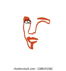 Abstract fashion portrait. Hand Drawing One line vector illustration. 