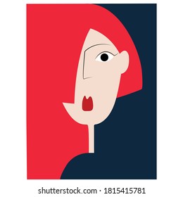 abstract fashion portrait in trendy colors. beauty, style and fashion in a minimalistic image. face of a woman for the design of cosmetics and women's things.