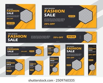Abstract fashion sale banner design web template Set, Horizontal header web banner. Social Media Cover ads banner, flyer, invitation card