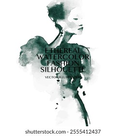 Abstract fashion silhouette, vector monochrome illustration.