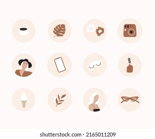 Abstract fashion silhouettes, woman highlights for social media. Vector contemporary art illustration. Boho women blog beauty lifestyle.