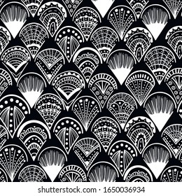 Abstract , fashion vector seamless pattern on black background . Concept for print, wallpaper, wrapping paper , cards 