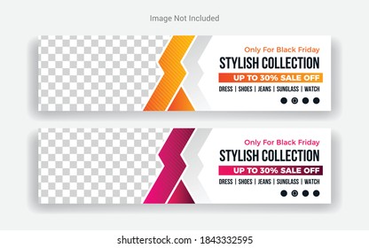 Abstract fashion website banner design template. colorful multipurpose use theme