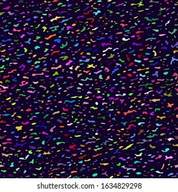 Abstract fashionable background. Vector square seamless pattern. Amorphous motley surface. Colorful spray effect. Fancy texture for carnival design. Fabric, wallpaper, scrapbook and wrapping paper