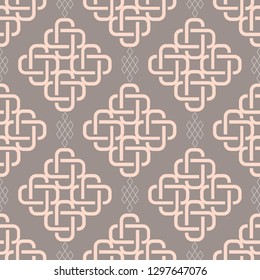 abstract fashionable geometrical seamless pattern with celtic ornament of gray shades
