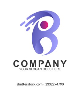 abstract fast letter B combination with human shape, family care vector, creative people logo icon