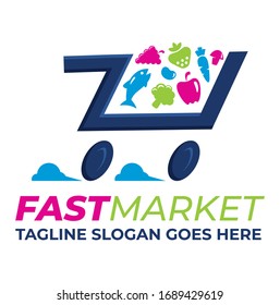 Abstract fast market logo with flat design
