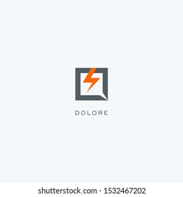 Abstract fast message logo design. Bolt bubble chat icon vector