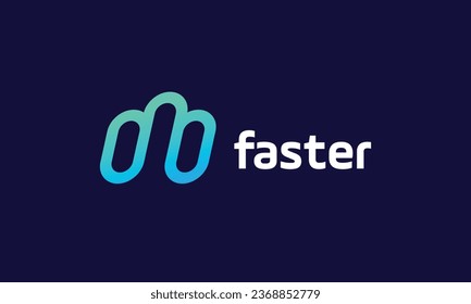 Abstract fast outline logo minimalist design style for business tech company