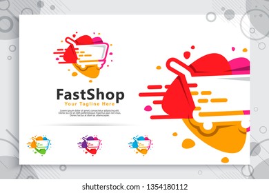 abstract fast trolling vector logo with simple and clean concept designs , illustration of trolling for icon template digital online shop service