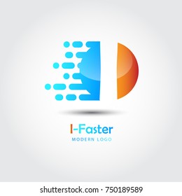 Abstract faster letter I logo for electronic and technology company