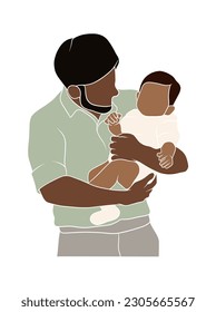 Abstract father with baby illustration. Vector illustration.