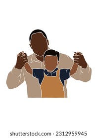 Abstract father with baby illustration. Vector illustration.