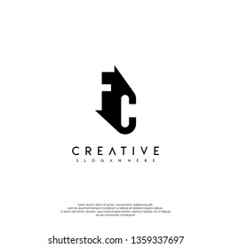 abstract FC logo letters in shadow black design concept