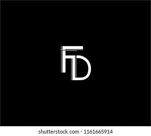 abstract FD letter monogram stripe line logo design