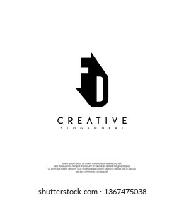 abstract FD logo letter monogram shadow design concept