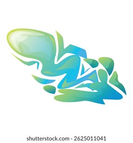 Abstract feather design with a gradient of blue and green colors, creating a soothing and elegant visual