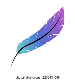 Abstract feather with gradient pattern. Vector illustration