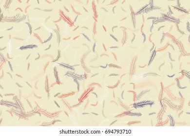 Abstract feather illustrations background. Cartoon style vector graphic.